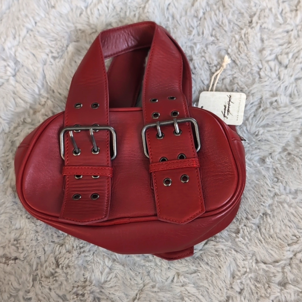 Free People Say Yes Leather Bag Red